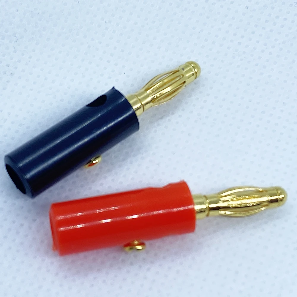 2/5/10Pair Black &Red Screw Type 4mm Banana Plug Audio Speaker Wire Connector Gold-Plated 4mm Banana Male Plug DIY Cable Adapter