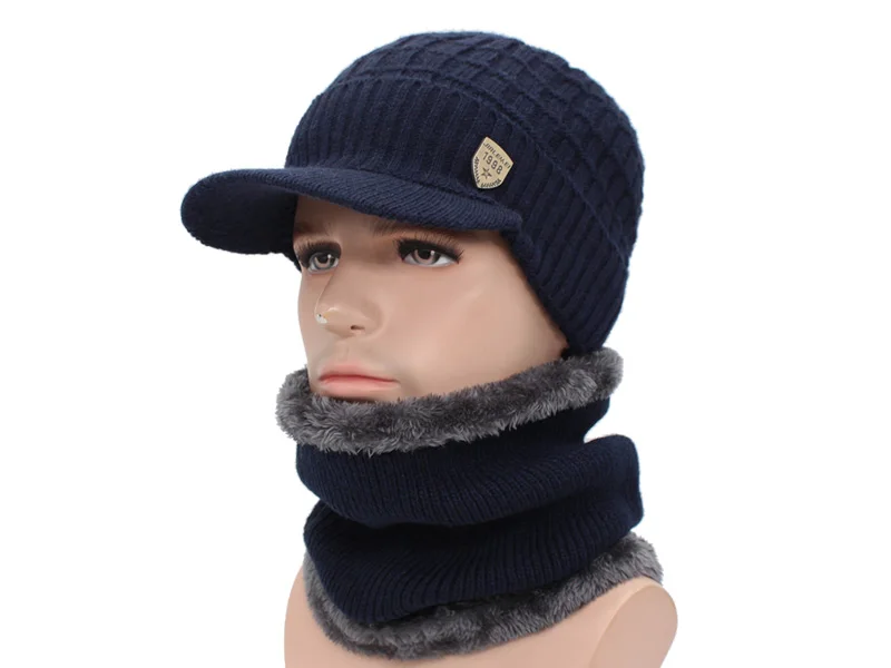 Gestrickte Hut Skullies Beanies männer Winter Hüte Für Männer Schal Kappe Frauen Winter Beanie Hut Beany Männlich Homme Gorro motorhaube Kappen – Detail 7