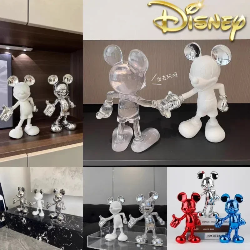 Hot 29cm Simple Modern Minnie Mickey Mouse Action Figure Resin Statue Collection Doll Fashion Model Toys Living Room Decorations