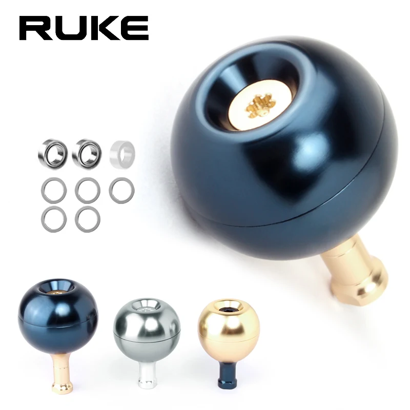 Ruke New Fishing Reel Handle Alloy Knob Dia 35/38/44mm Weights 17/18.5/27g Include 2pcs Bearings 6pcs Washers Reel Accessory DIY