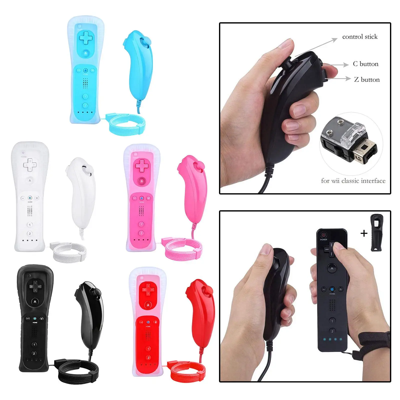Gesture Controller and Nunchuck Joystick and Wrist Straps for Wii U Console