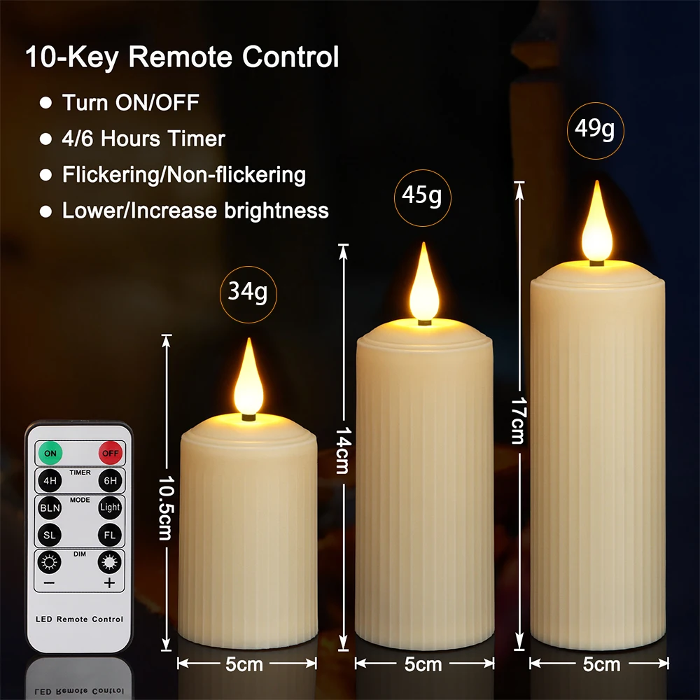 充電式無炎LEDキャンドルライト,リモコン付き,防水,室内装飾,休暇用照明