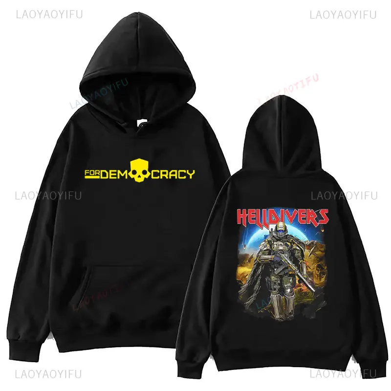 Helldivers 2 'Liber-tea' Nutrition Facts Hoodies Unisex Harajuku Vintage Hoodie Classic Drop Shoulder Pullovers Sweatshirts Tops