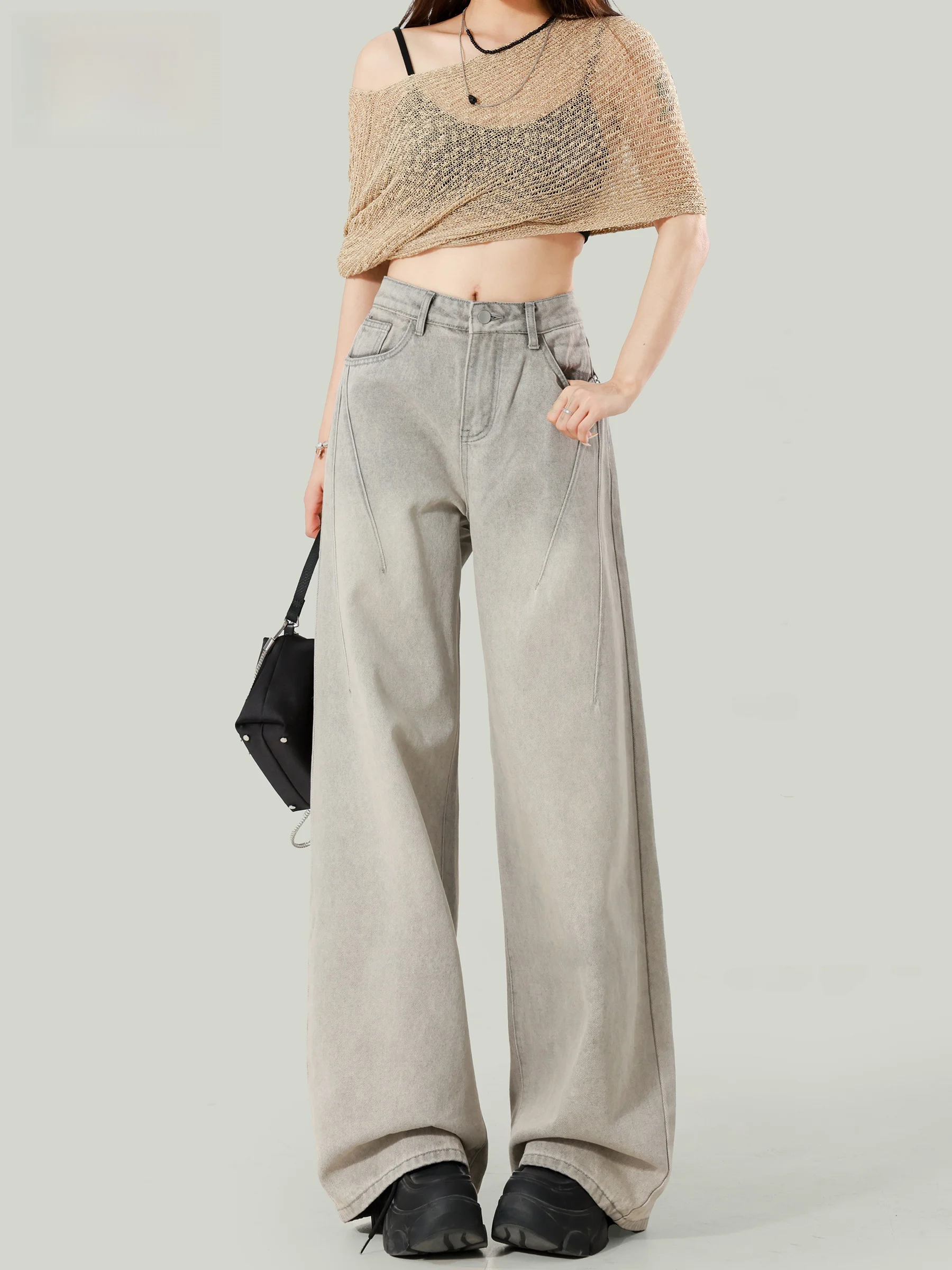 

Женские джинсы с высокой талией и широкими штанинами, рваные, свободного кроя, с эффектом стройности, летние, новая модель, брюки в пол, повседневный стиль