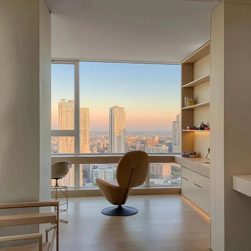 أثاث بتصميم بسيط على الطراز الخشبي الكريمي الحديث، ديكور منزلي كامل مخصص للفنادق والفلل