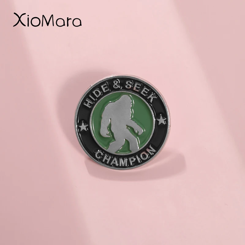 Hide And Seek Champion Enamel Pins Wild Man Medal Of Honor Badge Brooches Lapel Badges Funny Jewelry Gift For The Best Of You