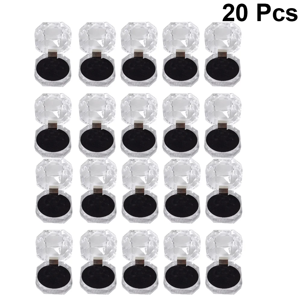 

20 Pcs Accessories Acrylic Rings Jewelry Boxes Gift Storage Organizer Jewelery Case