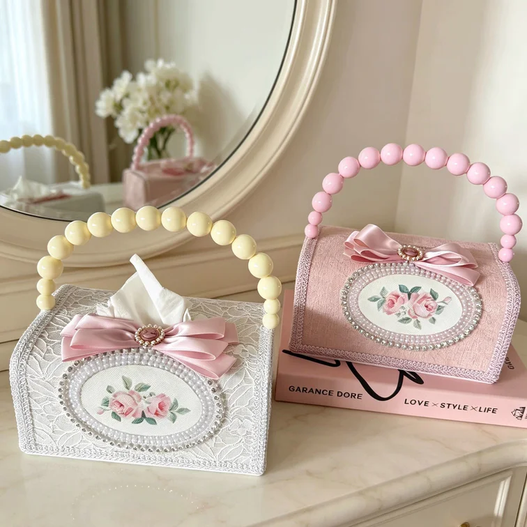 New Home Furnishing European French Portable Tissue Box Home Living Room Coffee Table Ornament Creative Lace Carton