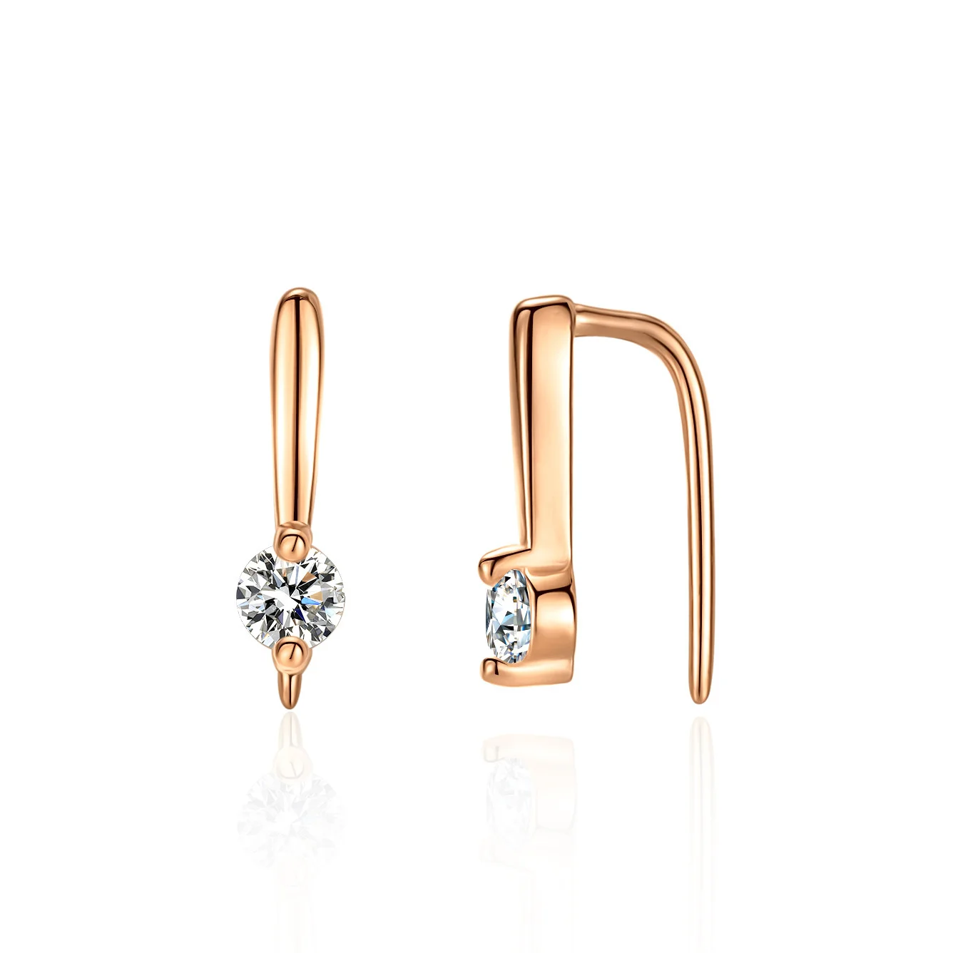 Moissanite Earrings Lab Diamond 925 Sterling Silver with White Champagne Gold Plated Studs Hoop Earring Wedding Jewelry