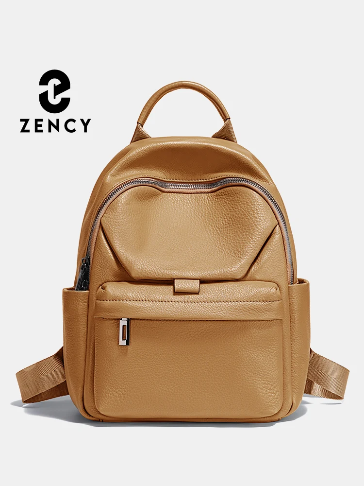 Zency Women New Leather Backpack Knapsack Girls Simple Fashion Small Backpacks Satchel Shoulder Large Capacity Rucksack