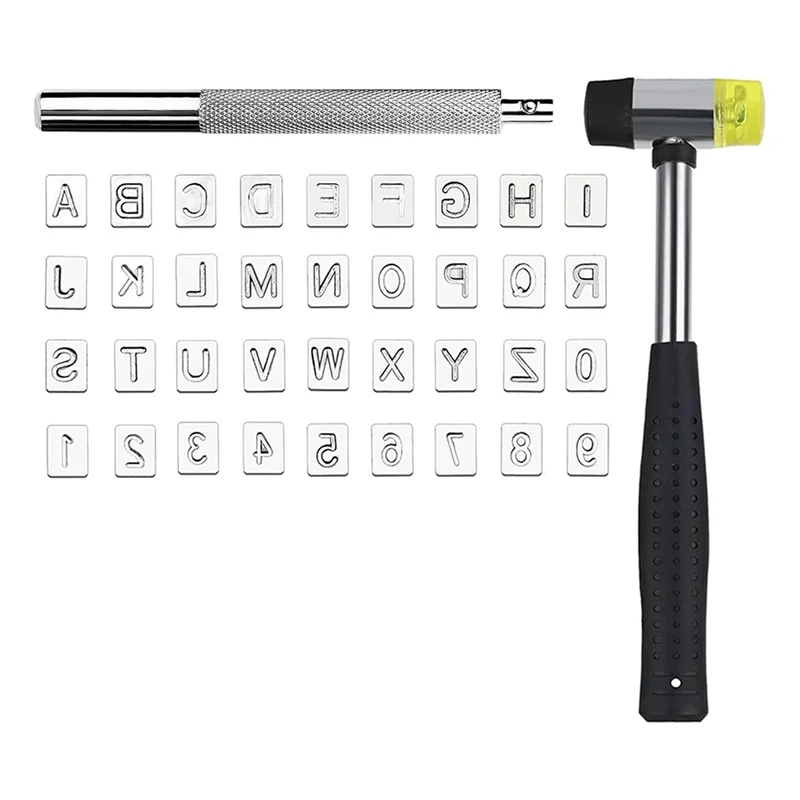 A59E-Strumenti per stampaggio pelle, con 1 martello di gomma, 1 attrezzi per punzonatura in pelle, strumenti per intaglio