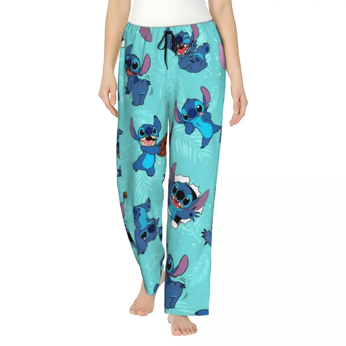 

Custom Cartoon Anime Manga Lilo And Stitch Pajama Pants Women's Lounge Sleep Drawstring Sleepwear Bottoms with Pockets