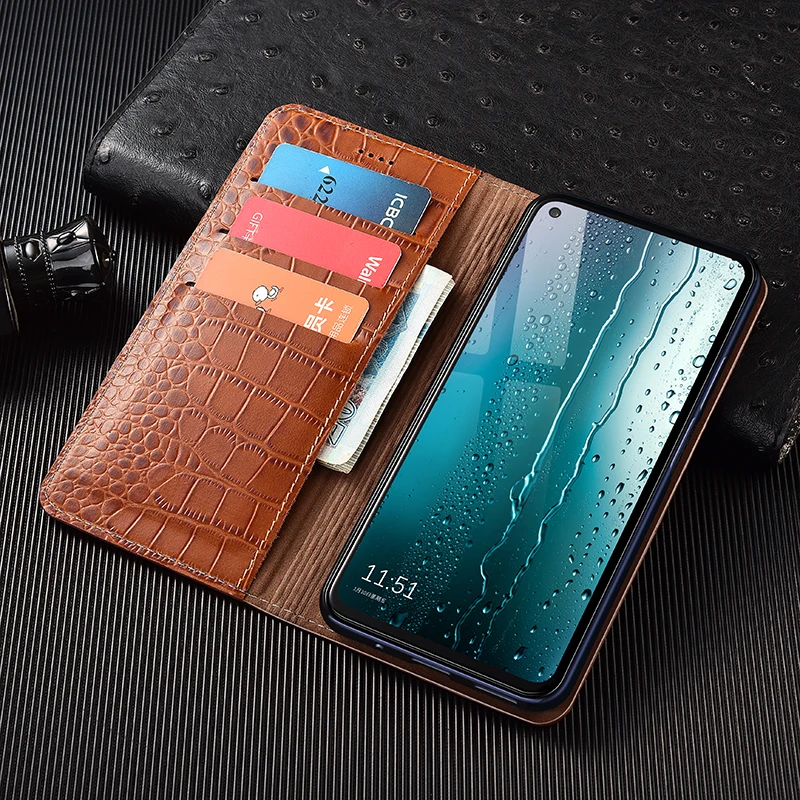 

Crocodile Genuine Leather Flip Case For Oneplus Nord 2 2T 3 3V N10 N20 N30 N100 N200 N300 CE 2 3 4 SE Lite 5G Wallet Phone Cover