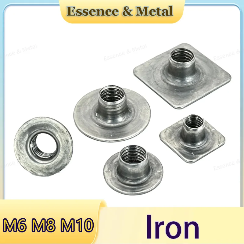 T-Shaped Iron Plate Nut M6 M8 M10 Natural Through Hole Iron Plate Round/square Nut Round Pipe Welding Link Hardware Accessories