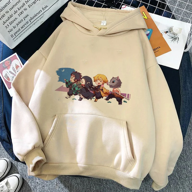 Women Japan Anime Sweatshirts Demon Slayer Kamado Nezuko Y2K Kawaii Hoodie Harajuku Female Streetwear Casual Clothes Tops Warm