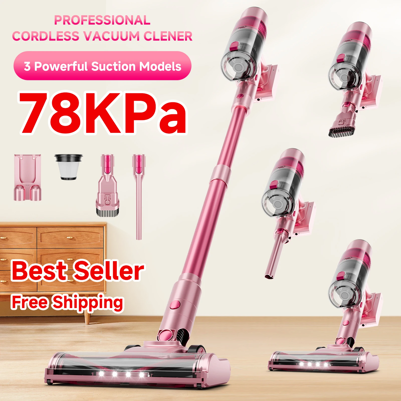 Honki 78KPa Cordless Vacuum Cleaner Power Strong 40Mins Lightweight Stick Vacuum Cleaner for Home Hardwood Floor Carpet Pet Hair New