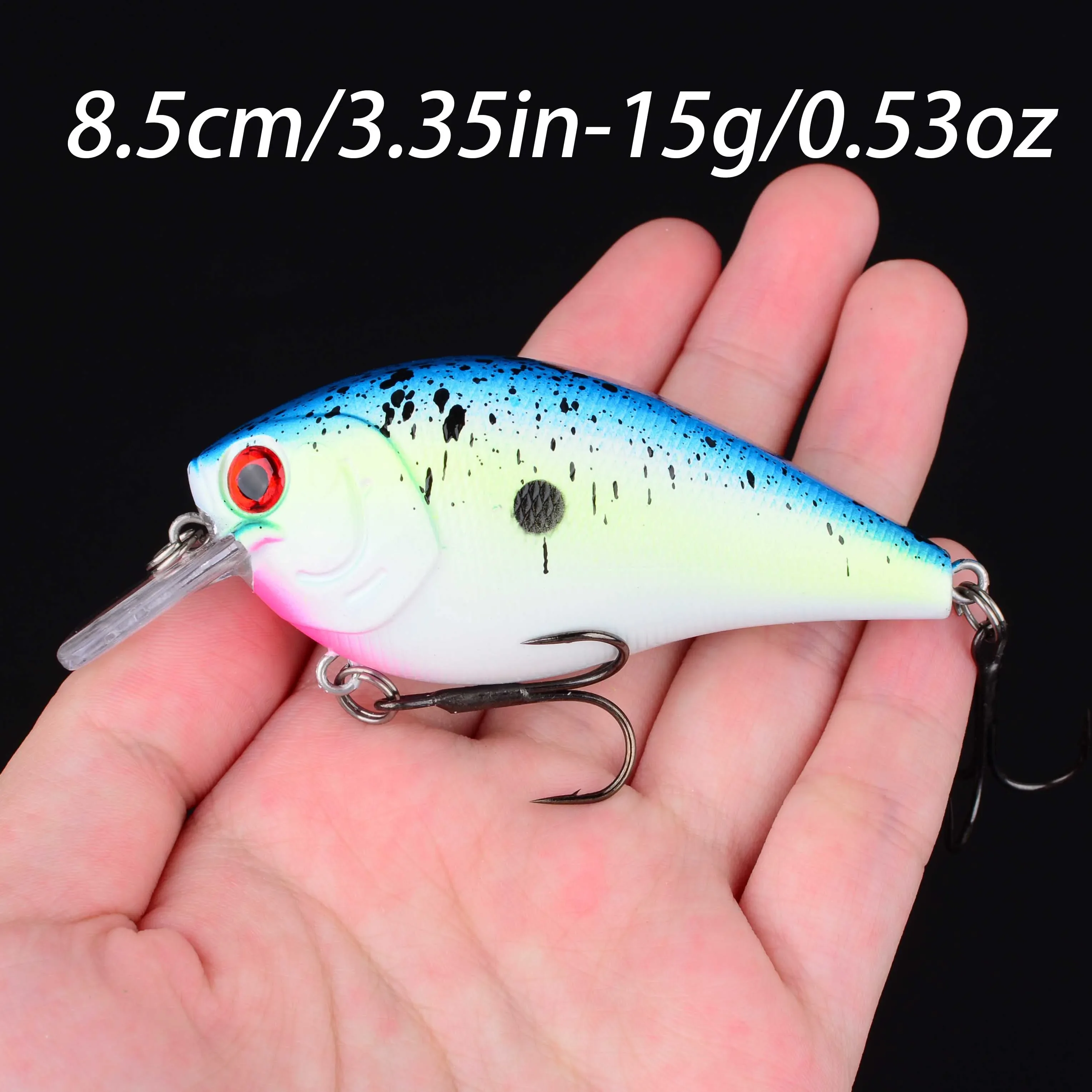 1 Stück 8,5cm 15g Rasselnder Flachtauchender Crankbait Künstlicher Wobbler für Barsch und Hecht Harter Köder Angelköder 6 Farben – Detail 3