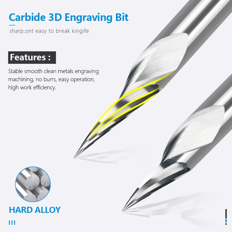 Imagem -03 - Ponta Escultura Cortador 3.1756.35 mm Haste Pcb 3d Gravura Bit 10 15 20 30 45 60 90 Graus Carboneto de Tungstênio Roteador Bit 1pc v Forma