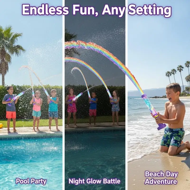 New Glowing Rainbow LED Water Blaster | Summer Fun That Pops Like Magic