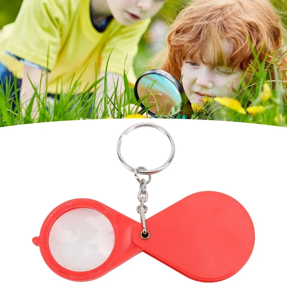 10X Magnification Magnifier Keychain 32mm Lens Diameter With Key Ring Pocket Magnifying Glass Foldable Design Portable Size