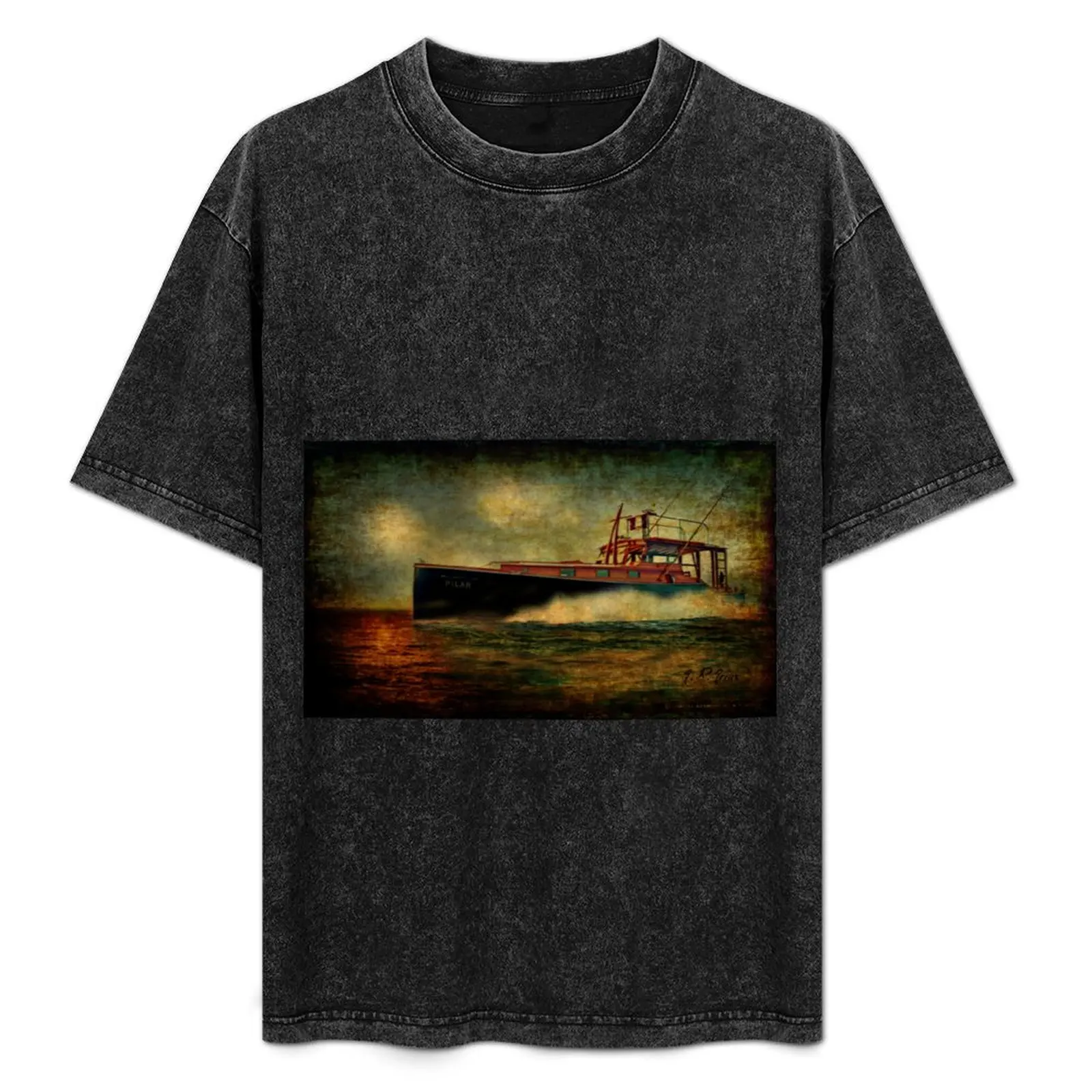 Vintage Ernest Hemingway Pilar Boat in Key West T-Shirt sports fans customs graphic t shirt vintage mens clothes