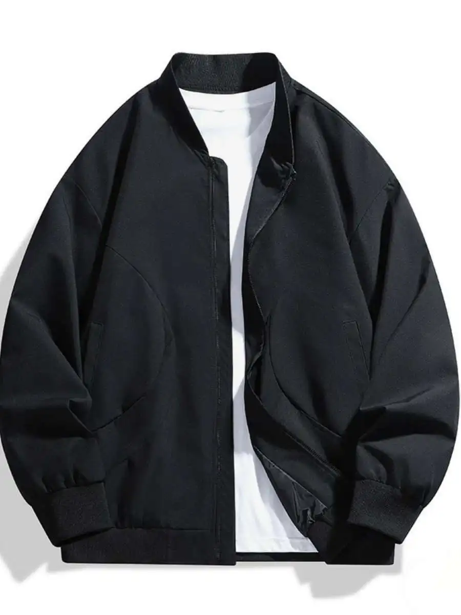 

Loose Fit Baseball Collar Jaet for Men Spring New Sle Khaki Military een Versatile Outerwear Coat Thiened Polyester