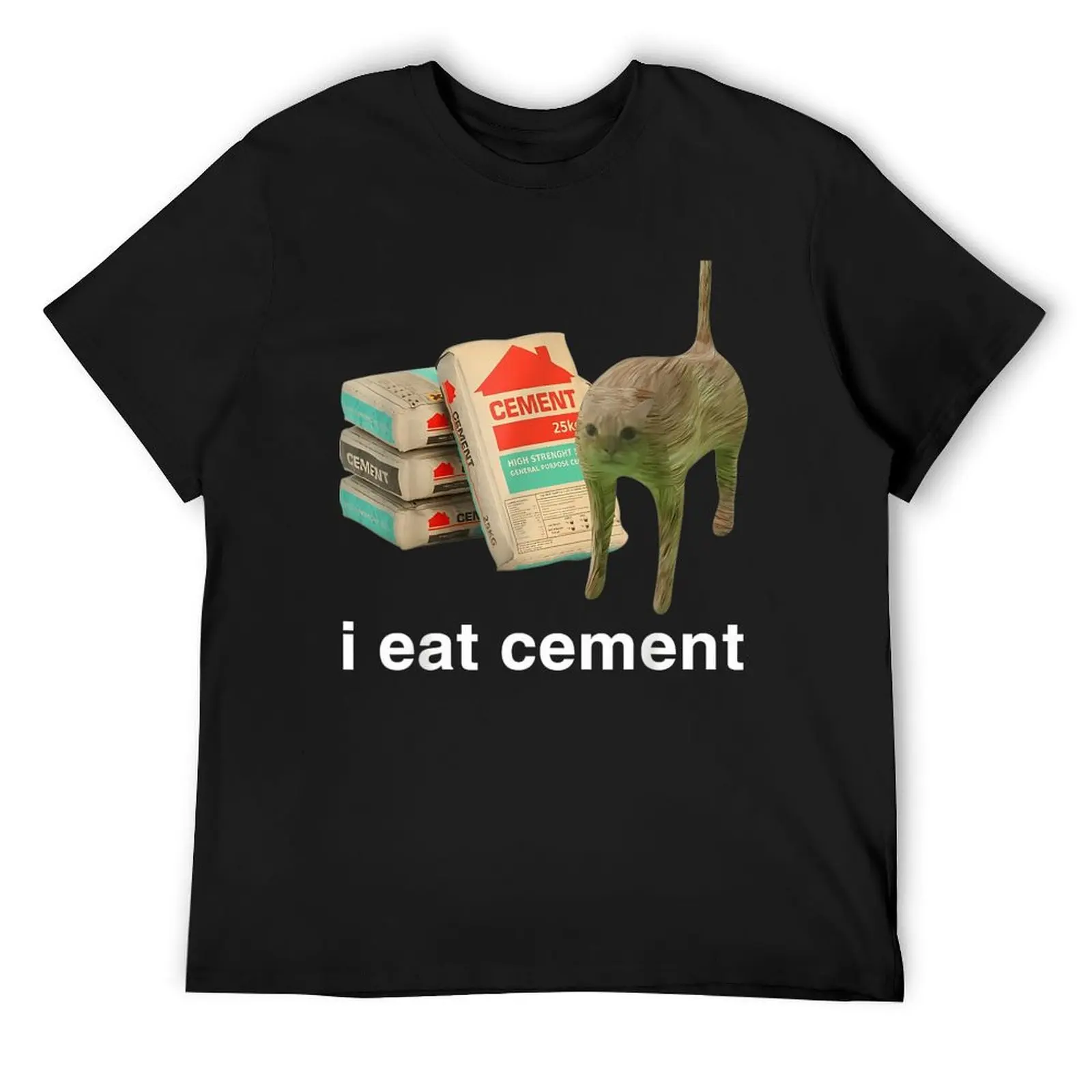 I Eat Cement Cursed Cat Funny Oddly Specific Meme T-Shirt T-Shirt plus sizes baggy shirts clothes for men