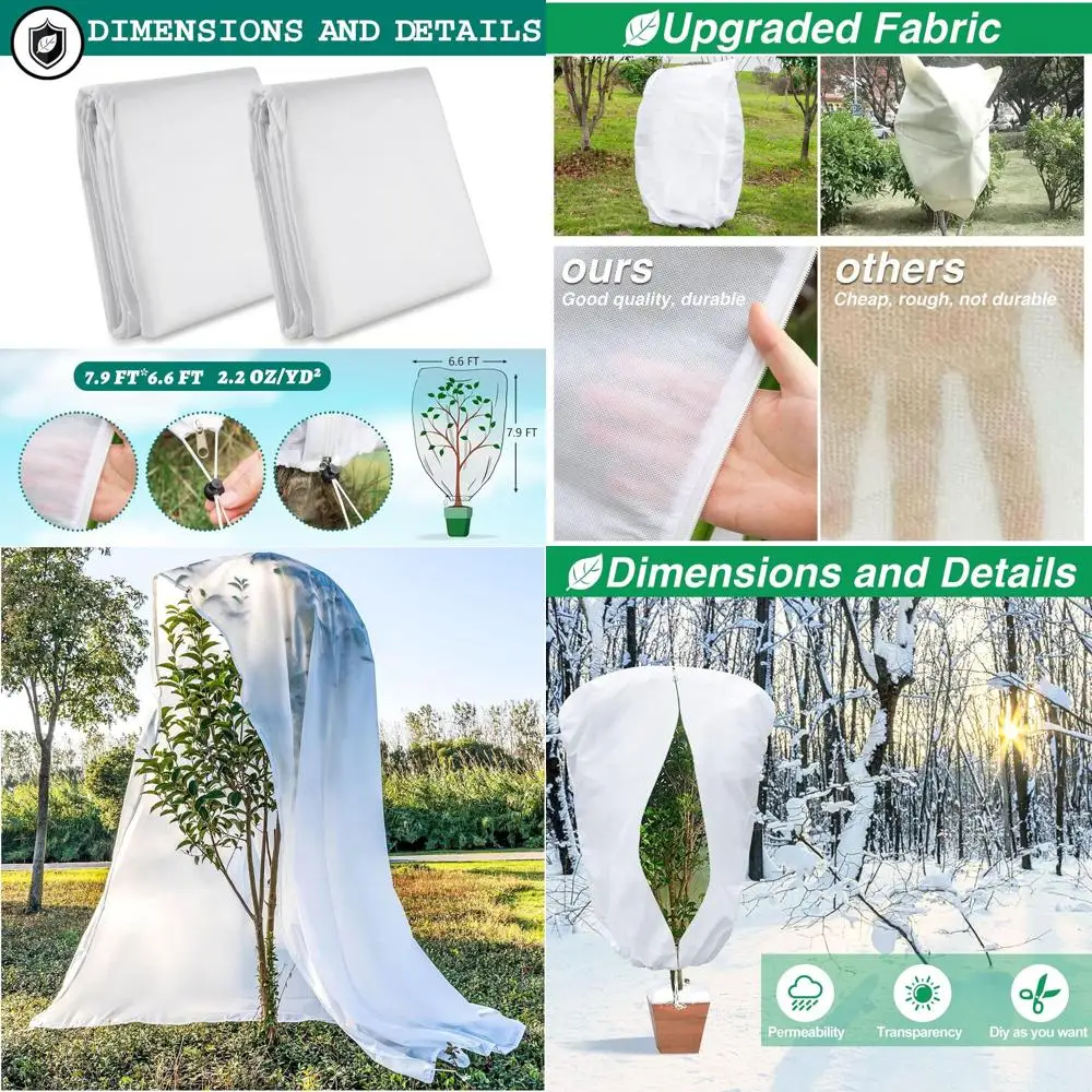 

Winter Tree & Shrub Protection Covers, 2.5oz/yd², 7.9x6.6ft, Reusable Drawstring & Zippered Bags for Cold Weather