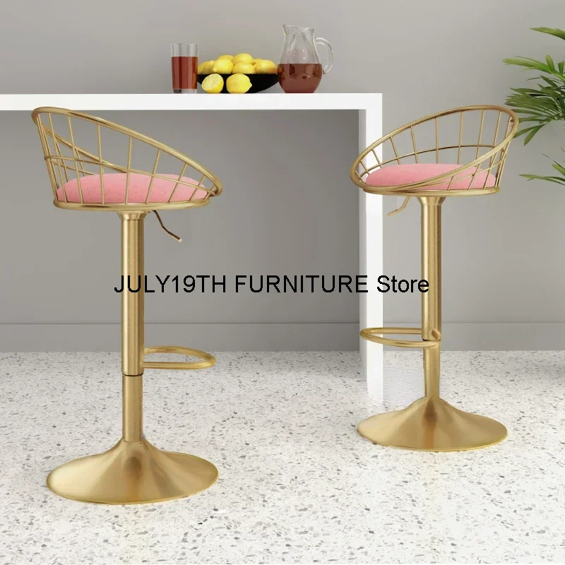 

American Light Luxury Bar Chairs Home Backrest Swivel Chair Kitchen Furniture Nordic Hotel High Bar Stool Lift Makeup Chair