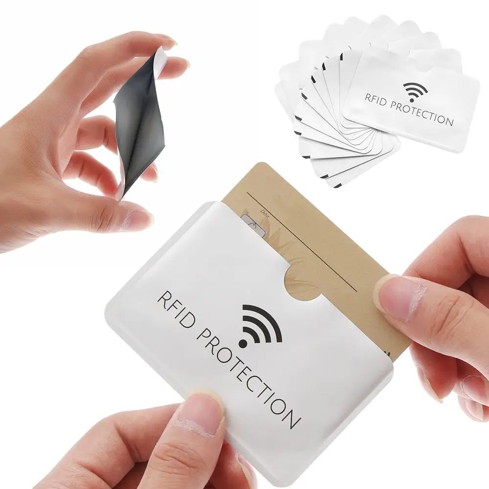10/20pcs Silver Aluminium Blocking Reader Credit Cards Covers Card Case Anti-theft ID Card Holder Anti Rfid