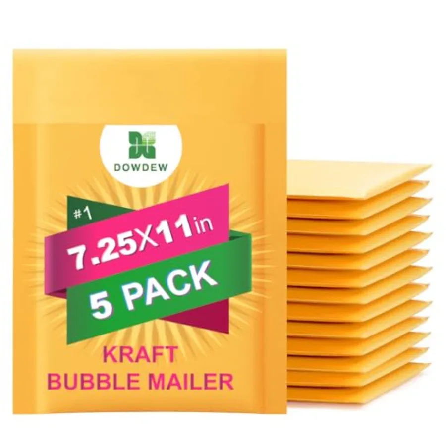 

Kraft Bubble Mailers 5 Pack Shipping Mailing Packing Padded Envelopes 7.25 x 11 inches Brown Lightweight Durable for Documents