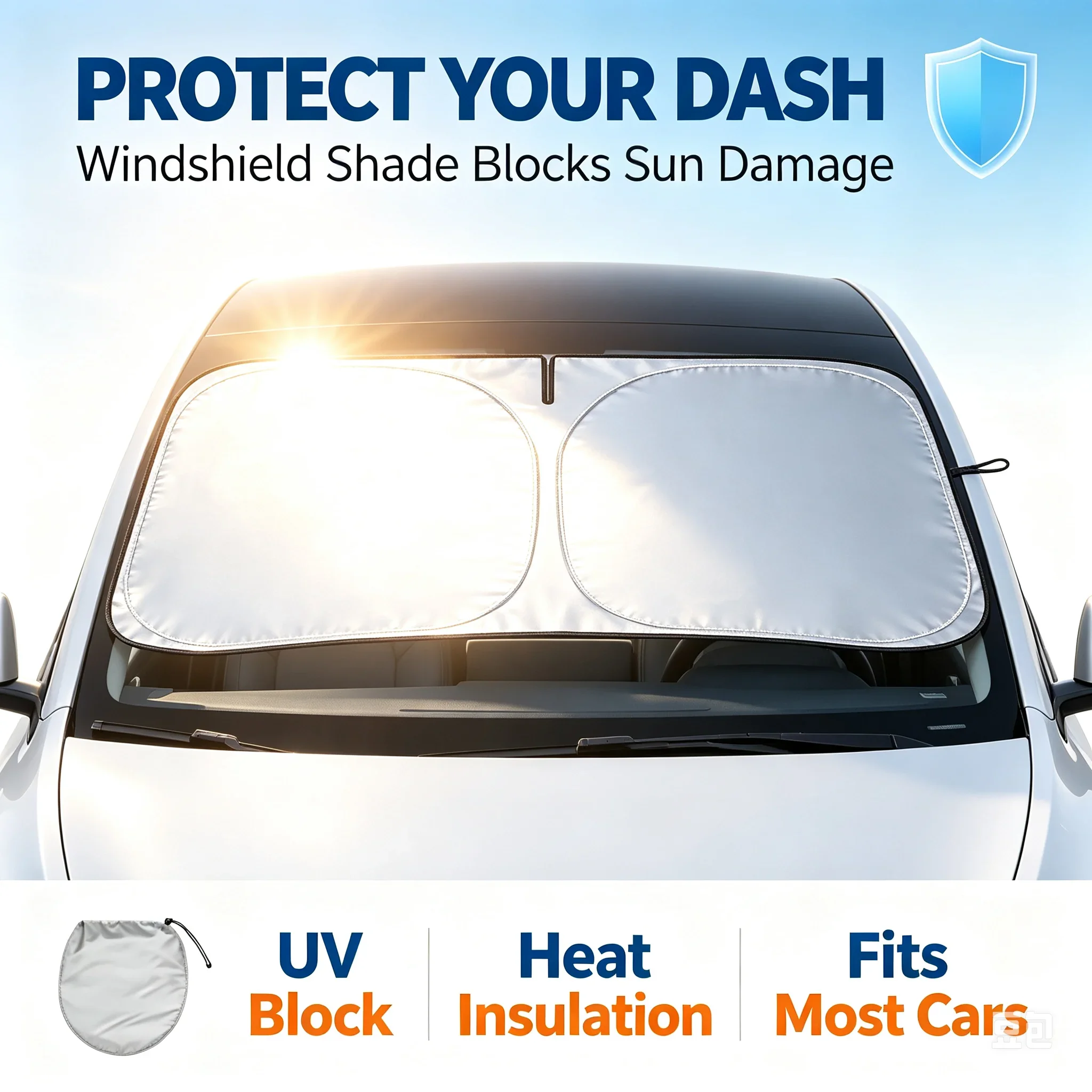 Car Sunshade Umbrella Parasol Cars Front Windshield with 360°Rotation Bendable Handle Sunshade Summer Outdoor Protection