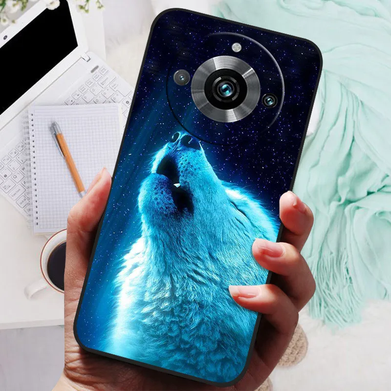 Pokrowiec na Realme 11 Pro Plus Case Black Silicone Cute Painted TPU Coque dla Realme11 Pro Capa Realme 11 5G 203 Funda Protective