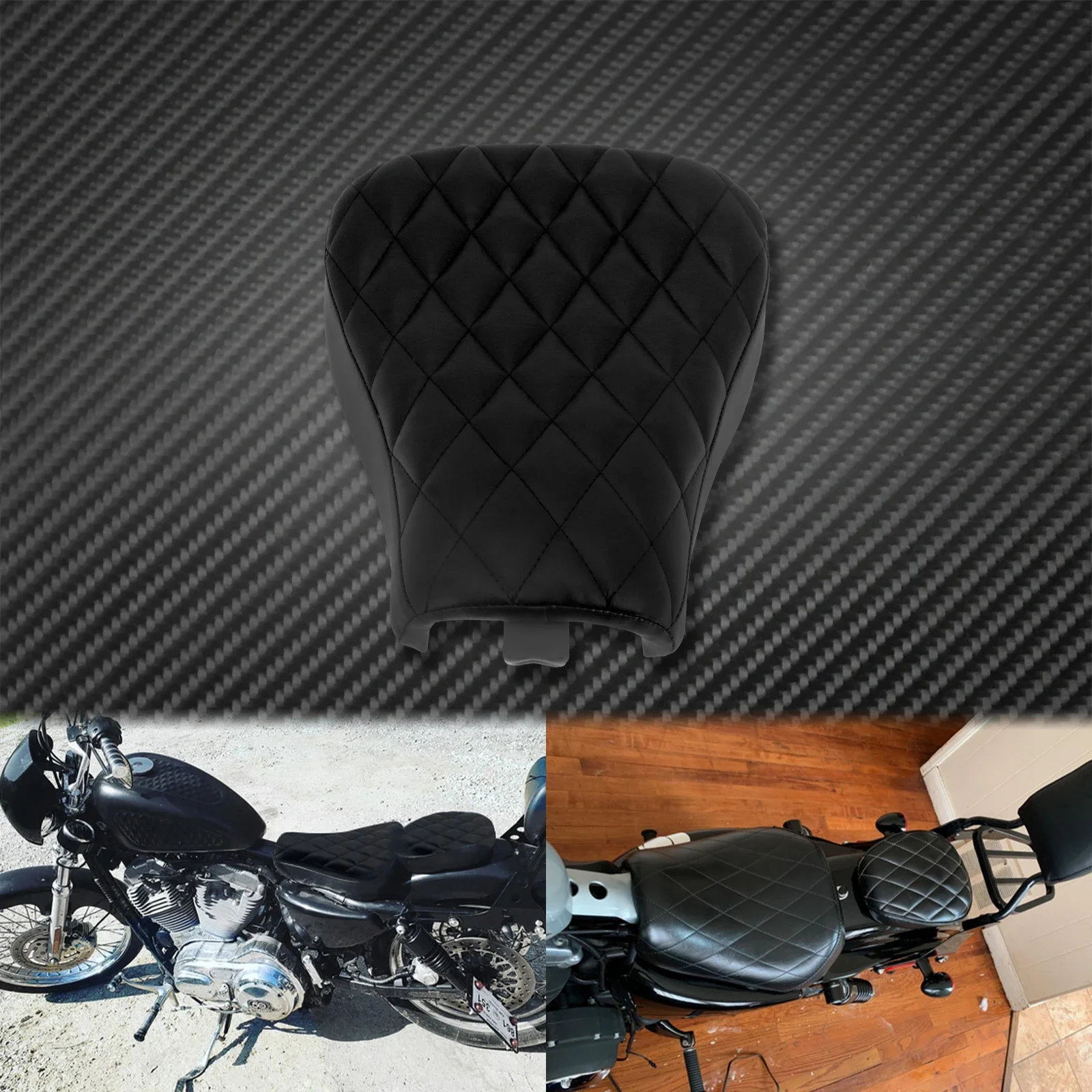 Motorcycle Black Driver Leather Pillow Solo Seat Cushion For Harley Sportster Forty Eight XL1200 XL883 XL 883 72 48 2004-2015