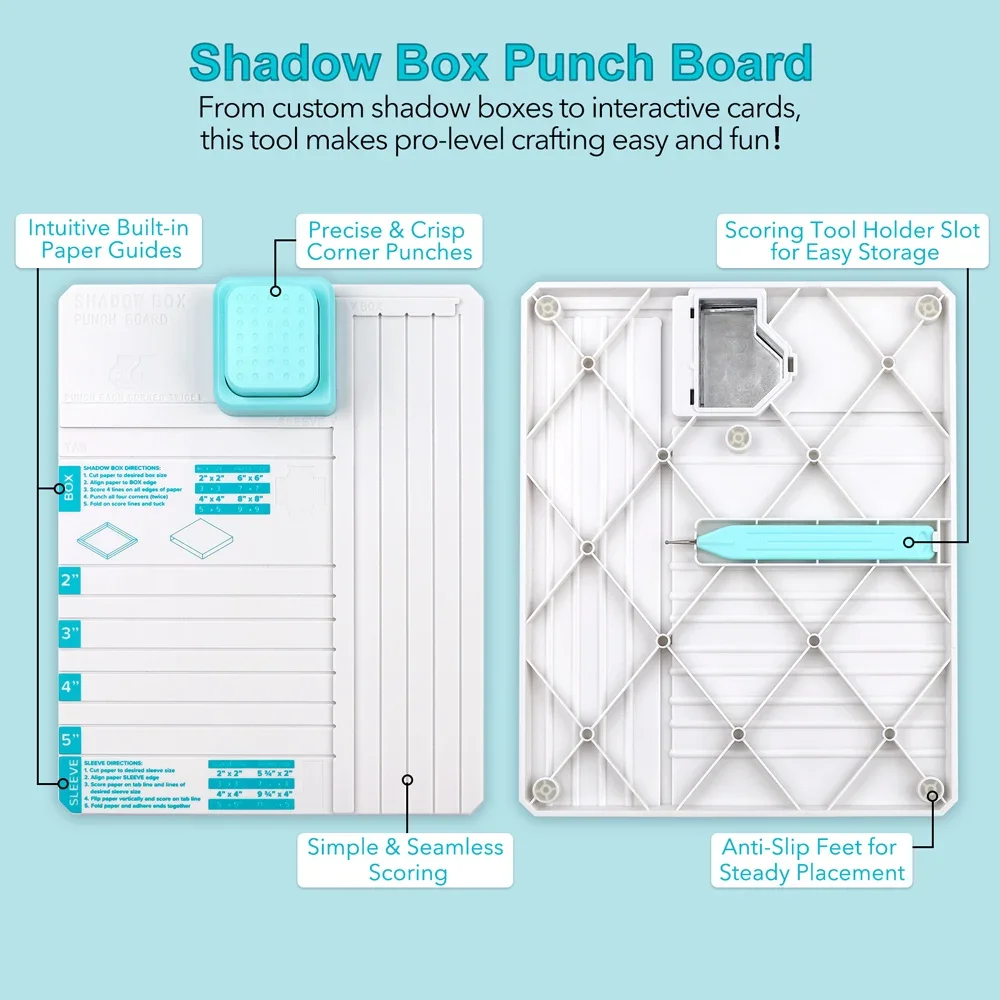 

Shadow Box Punch Board for DIY Making Shadow Boxes and Sleeves For Crafting 3D Cards Jewelry Displays Scrapbook Gift Box