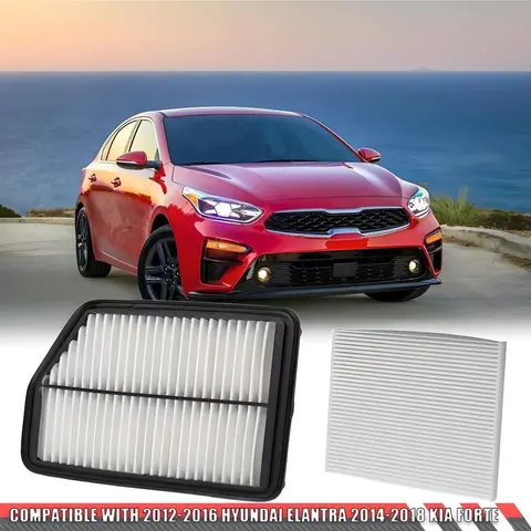 2PCS Car Carbonized Cabin And Engine Air Filter For Engine and Cabin Air Filter For 12-16 Hyundai Elantra 14-18 Odor Eliminating
