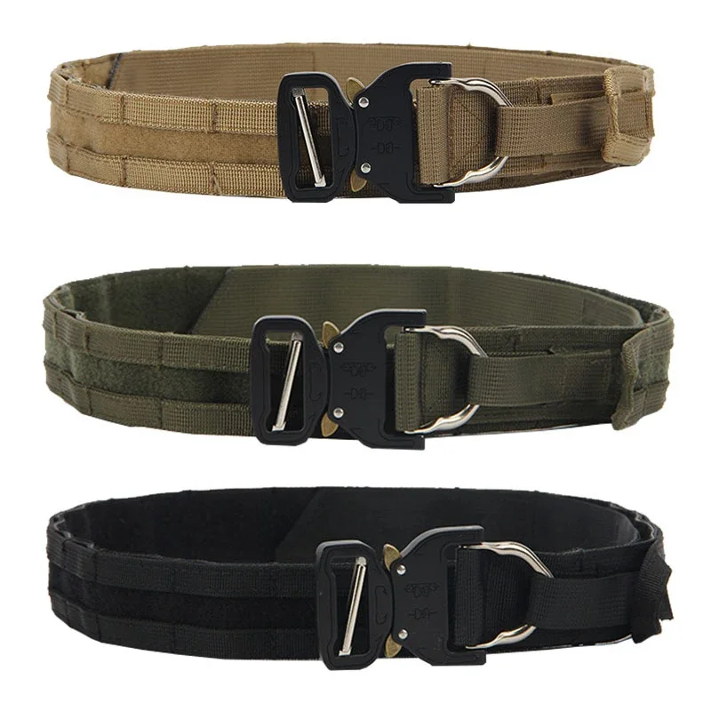 Quick Release Rigger MOLLE Belt Double Layer Tactical Heavy Duty Belt 3.8cm 125cm 130cm 135cm Length for Shooting Training