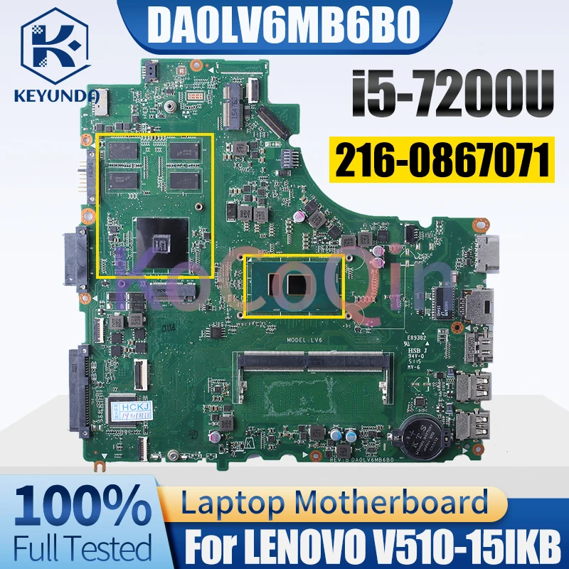 For LENOVO V510-15IKB Laptop Motherboard i5-7200U 216-0867071 With RAM Notebook Mainboard Tested