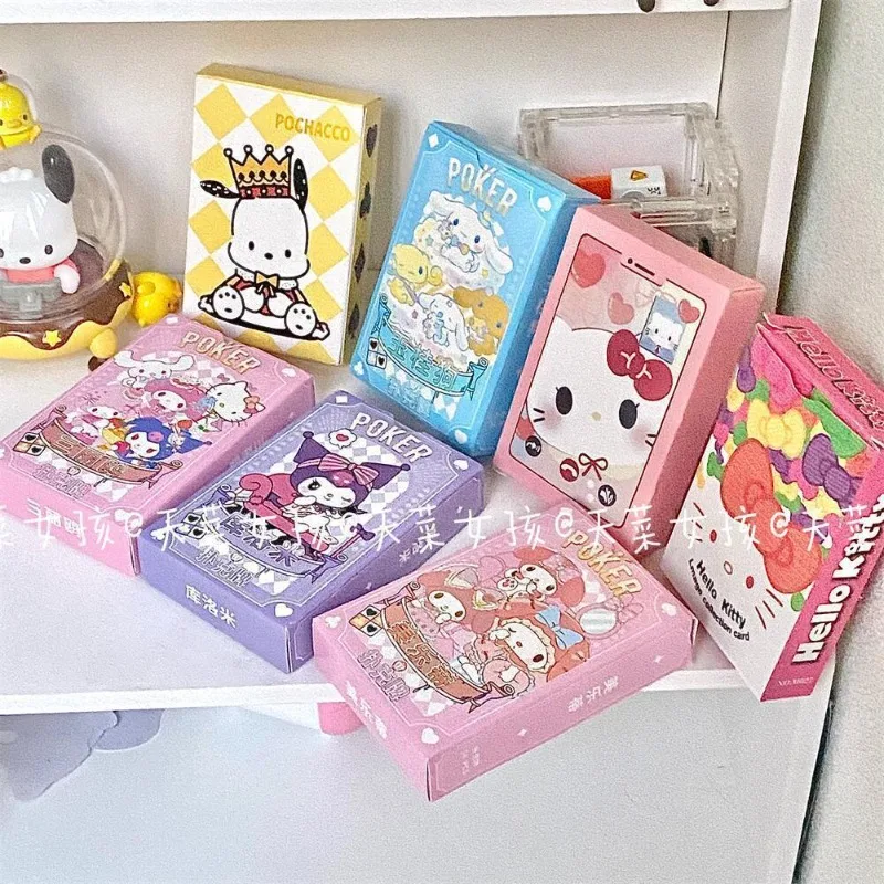 

Hello Kitty Cinnamoroll Anime Kawaii Sanrio Mini Playing Cards Cute Cartoon My Melody Student Card Lovely Gifts for Kids