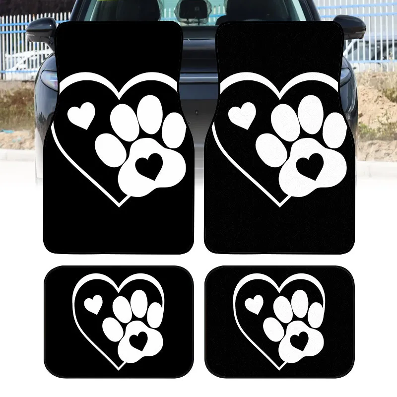 4pcs Floor Mats With Dog Paw Print Design - Durable Floor Liners, Safe And Practical, Ideal Gift Choice, Long-Lasting, Suitable