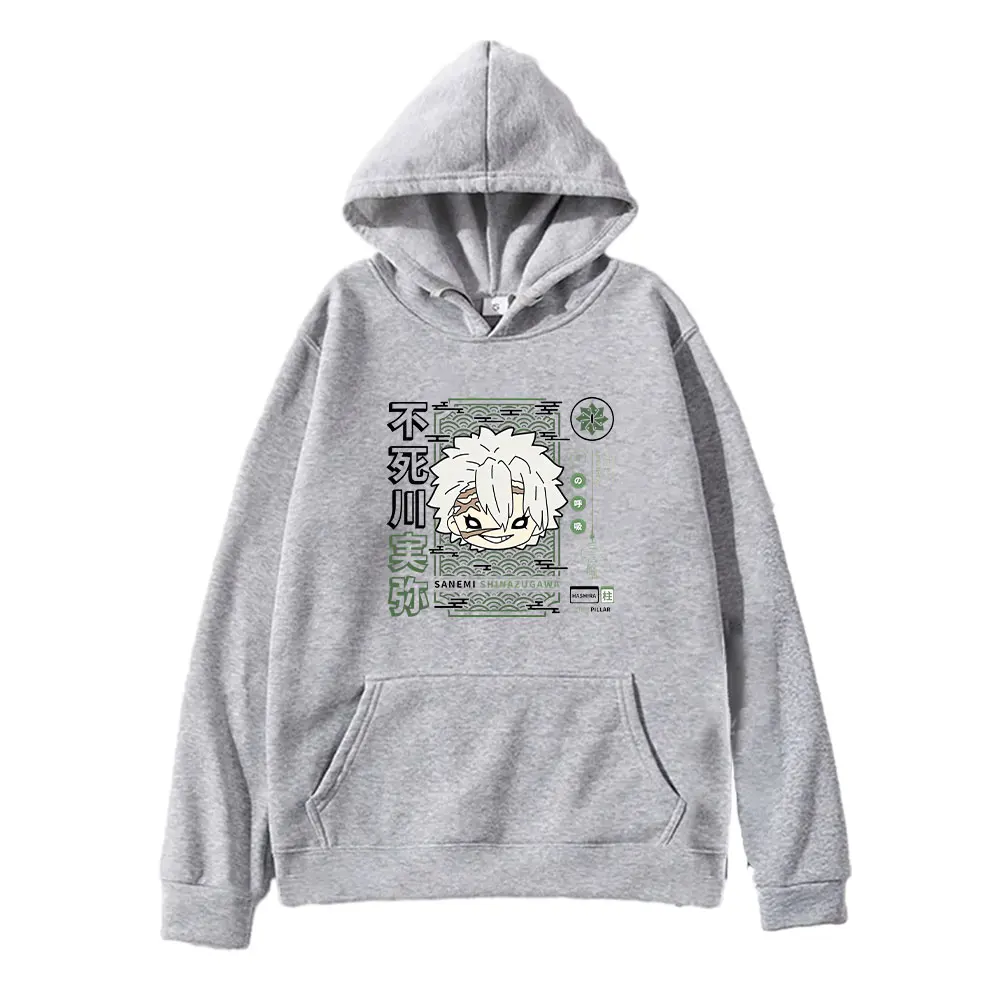 Shinazugawa Sanemi Demon Slayer Hoodies Men Women Long Sleeve Anime Manga Print Sweatshirts Comfortable Soft Hooded Streetwear