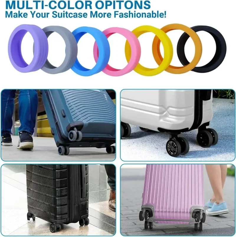 

8 шт./компл., силиконовая защита колес, подходит для двухколесного багажа, уменьшает шум, бесшумный рукав на колесиках, аксессуары для чемодана