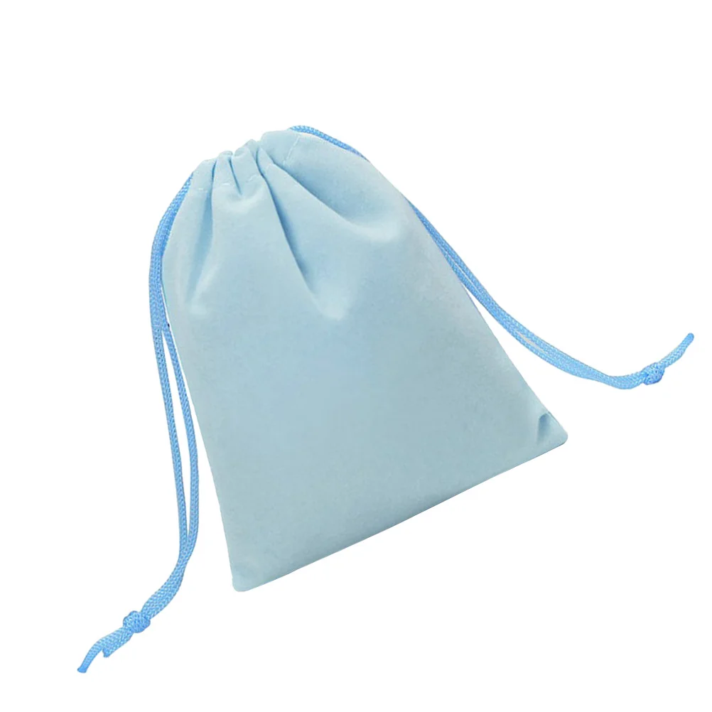 

50Pcs Drawstring Jewelry Bags Soft Luxury Gift Pouches Wedding Party Candy Storage Packing Sky Blue 9cm Gift Drawstring Bag