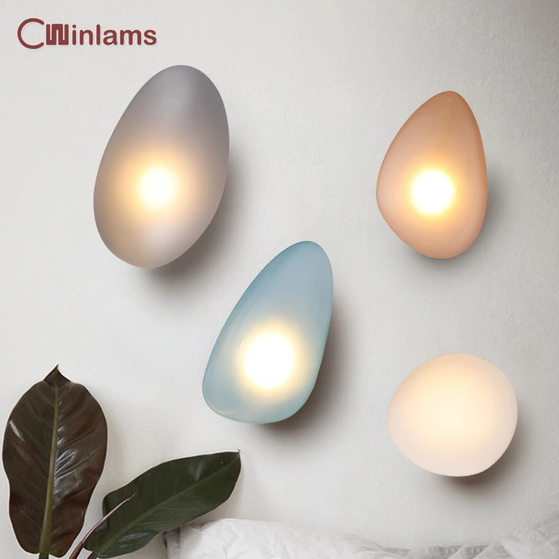 

Pebble Wall Lamp Nordic Creative Personality Bedroom Bedside Wall Lights Simple Study Living Room Wall Decorative Glass Lighting