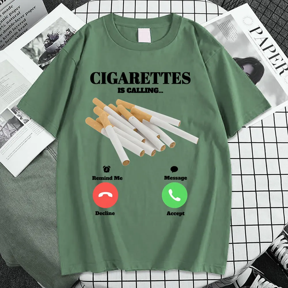 Cigarettes Is Calling T Shirt Funny Smoker Meme Tee Shirt Men Women Fashion  Vintage Humor Short Sleeve Oversized Cotton T-shirt