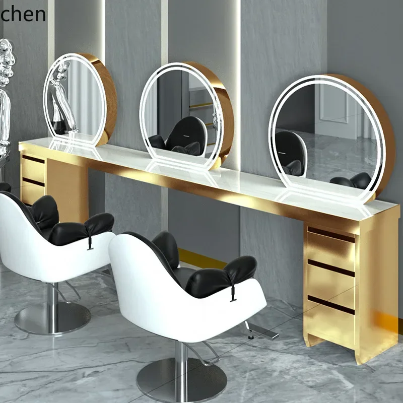 DSAHair Salon Mirror Table Dyeing and Perming Area Perm and Dyeing Table Mirror Cabinet Integrated Hair Hairdressing Mirror