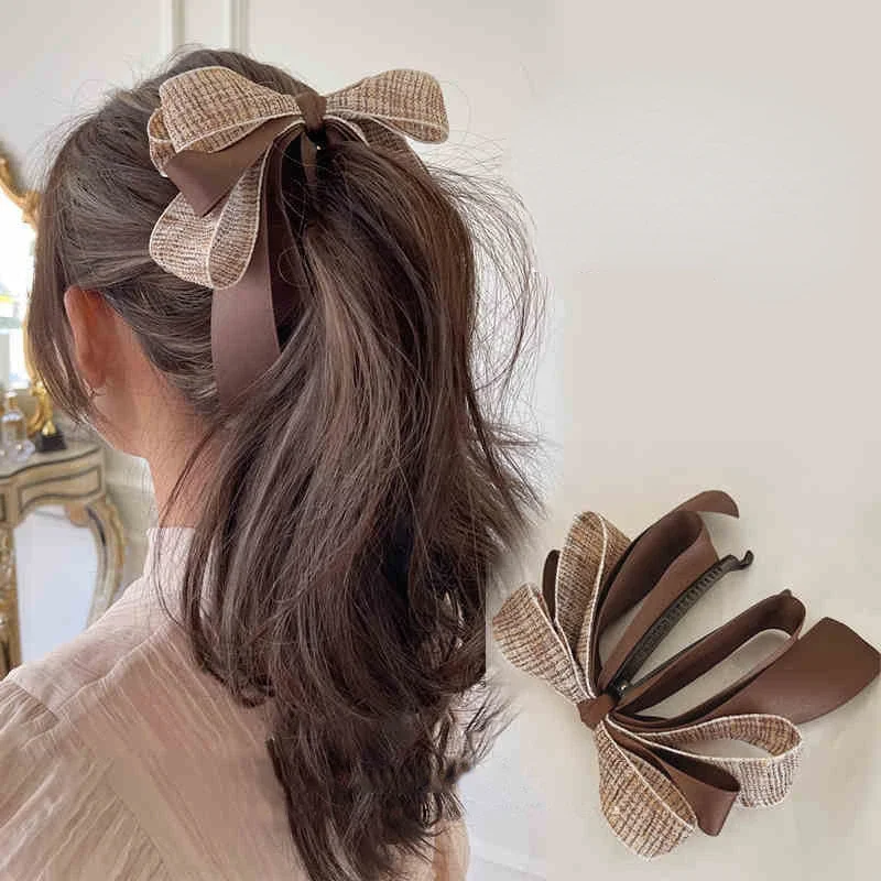 Bow Banana Clip High Ponytail Fixed Clip Back Head Hairpin Fashion Ponytail Holder Hair Claw Clip Girls Hair Accessories