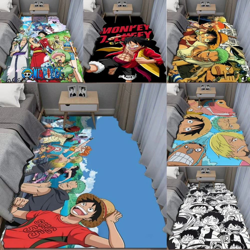 

MINISO One Piece Luffy-Anime Theme Carpet for Boy's Room Decor Bedside Soft Rug Iving Room Sofa Nonslip Rug Washable Mats Gift