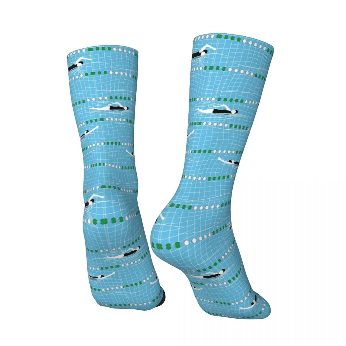All Seasons Cartoon Swimming In The Swim Pool Socks Harajuku Sport Middle Tube Socks High Quality Stockings for Men Women Gifts