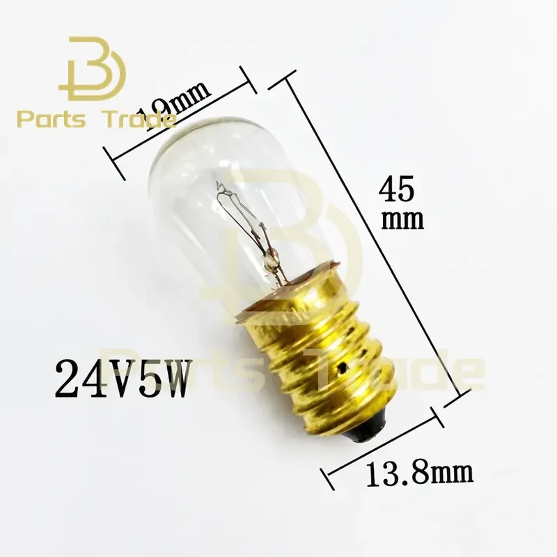 10PCS E14 24V Indicator Light Bulbs for Machine Tool Instrument 5W 10W 15W 25W Screw Base Small Yellow Lamp